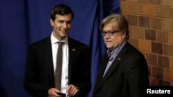 Jared Kushner, husband of Ivanka Trump, seen here with Stephen Bannon, is on Donald Trump's transition team. The New Jersey real estate scion helped guide Trump to victory and is poised to remain an influential adviser during his presidency.