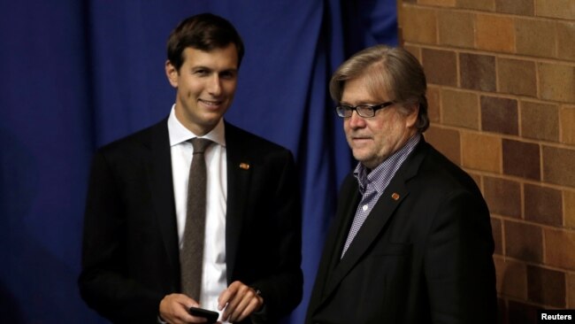 Jared Kushner, husband of Ivanka Trump, seen here with Stephen Bannon, is on Donald Trump's transition team. The New Jersey real estate scion helped guide Trump to victory and is poised to remain an influential adviser during his presidency.