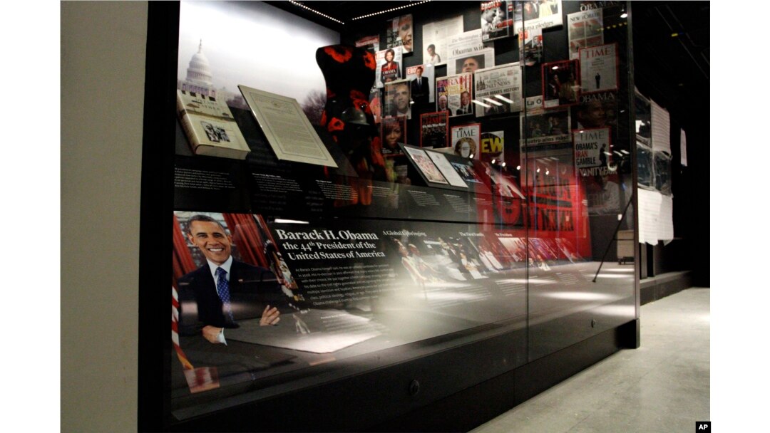 Smithsonian African American Museum: In this photo taken July 18, 2016, an exhibit depicting the presidency and the life of President Barack Obama and his family is seen during a media preview tour at the Smithsonian National Museum of African American History and Culture in Washington. The museum's grand opening will be on Sept. 24.