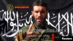 FILE - Veteran jihadist Mokhtar Belmokhtar speaks in this undated still image taken from a video released by Sahara Media, Jan. 21, 2013.