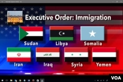 Graphic with flags of countries subject to US travel ban