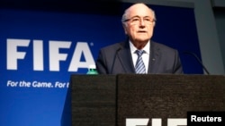FIFA President Sepp Blatter addresses a news conference at the FIFA headquarters in Zurich, Switzerland, June 2, 2015. 