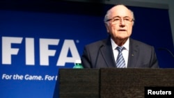 FIFA President Sepp Blatter addresses a news conference at the FIFA headquarters in Zurich, Switzerland, June 2, 2015. 