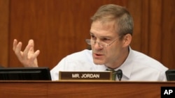 Rep. Jim Jordan, R-Ohio speaks on Capitol Hill in Washington, June 15, 2016. “The American people have had it,” Jordan, a member of the House Freedom Caucus said, describing the Affordable Care Act.