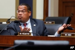 FILE - Rep. Keith Ellison, a Minnesota Democrat, asks a question at a House Committee hearing in Washington, July 18, 2018.