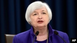 Federal Reserve Chair Janet Yellen speaks during a news conference in Washington, Wednesday, Dec. 16, 2015, following an announcement that the Federal Reserve raised its key interest rate by quarter-point, heralding higher lending rates in an economy much