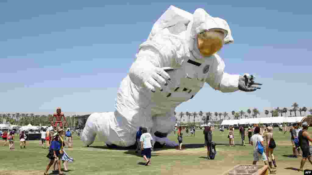 Velocity art installation by Poetic Kinetics is seen during day 3 of the 2014 Coachella Valley Music & Arts Festival at the Empire Polo Club on April 13, 2014 in Indio, California.