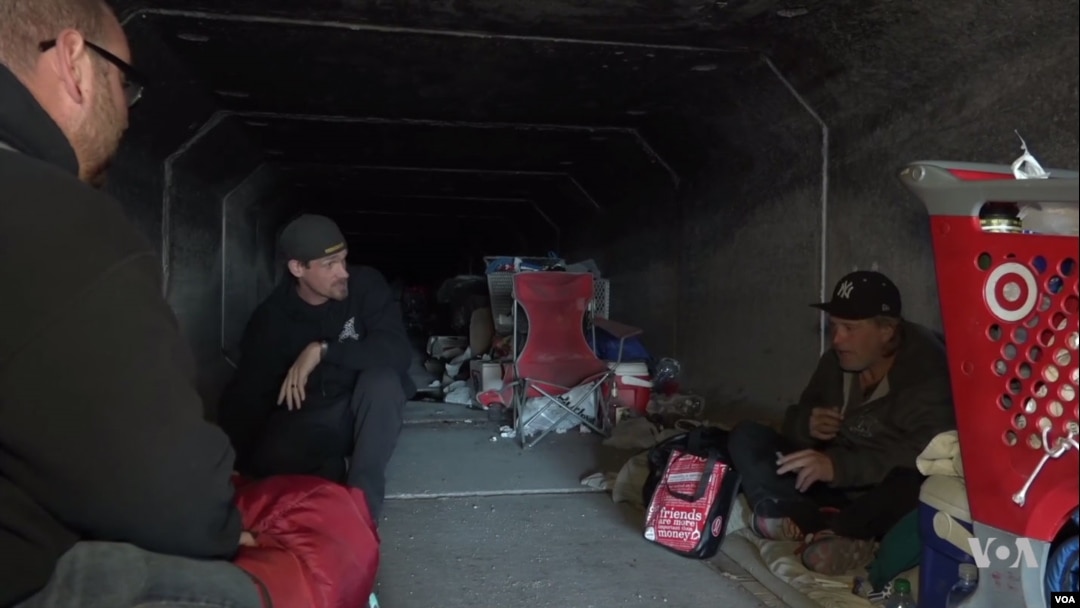This drainage tunnel is home to about 30 homeless people in Las Vegas, Nevada.