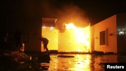 美國駐利比亞班加西領事館在2012年9月11日群眾抗議期間被縱火焚燒
