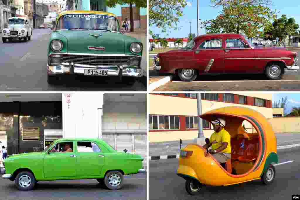 Collection of cars seen on the roads of Havana, Cuba. (R. Taylor / VOA) 