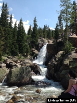 This July 19, 2014 photo shows Alberta Falls in the Bear Lake Corridor Trails area in Rocky Mountain National Park in Colorado.