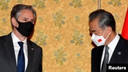 U.S. Secretary of State Antony Blinken meets Chinese Foreign Minister Wang Yi on the sidelines of the G-20 summit in Rome, Oct. 31, 2021. (Tiziana Fabi/Pool via Reuters)