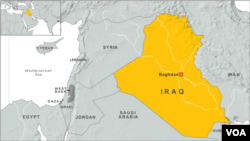 Peta wilayah Irak dan letak ibukotanya, Baghdad.