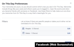 Facebook On This Day Preferences