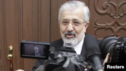 Iranian ambassador Ali Asghar Soltanieh arrives for meeting with IAEA officials in Vienna, May 14, 2012.