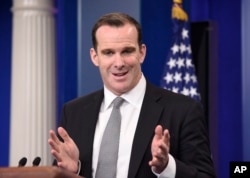 Brett McGurk, special presidential envoy for the global coalition to counter the Islamic State group, speaks during the daily briefing at the White House in Washington, June 10, 2016.