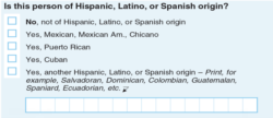 Section of 2020 U.S. Census form on Hispanic heritage