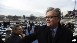 Steve Bannon, appointed chief strategist and senior counselor to President-elect Donald Trump, arrives on Capitol Hill in Washington, Jan. 20, 2017, for the presidential Inauguration of Trump.