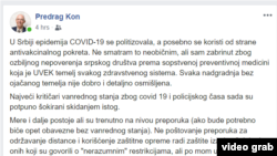 Status Predraga Kona na Fejsbuku