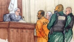 Desenho da audiência de R. Kelly em tribunal a 25 de Fevereiro de 2019, em Chicago.