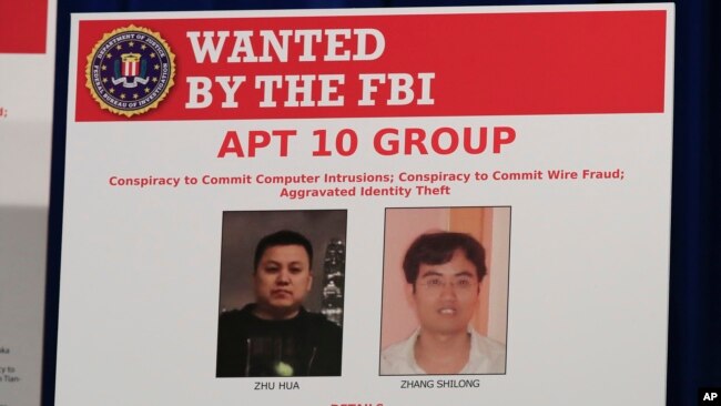 Ảnh hai tin tặc Trung Quốc bị FBI truy nã.