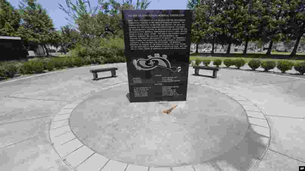 Un mémorial dédié aux milliers de morts et autres disparus, victimes de l&rsquo;ouragan Katrina, à la Nouvelle Orléans. 12 août 2015.