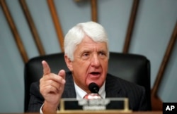 FILE - Chairman Rob Bishop of Utah speaks during a House Committee on Natural Resources hearing in Washington, Nov. 7, 2017.