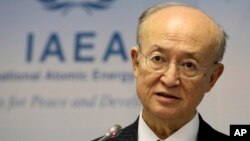 아마노 유키야 국제원자력기구(IAEA) 사무총장이 지난해 11월 오스트리아 빈에서 열린 정기이사회에 참석한 후 기자회견을 했다.