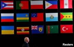 Le président de la FIFA, Gianni Infantino, prononce un discours lors du 68e Congrès de la FIFA à Moscou, en Russie, le 13 juin 2018.