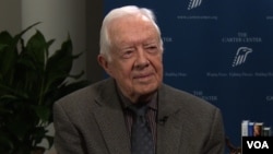 Former President Jimmy Carter talks to VOA's Kane Farabaugh at the Carter Center in Atlanta.