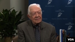 Former President Jimmy Carter talks to VOA's Kane Farabaugh at the Carter Center in Atlanta.