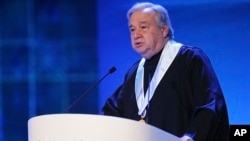 Generalni sekretar Ujedinjenih nacija, Antonio Guterres, govori u Lisabonu, 19. februara 2018.