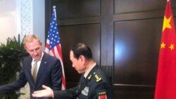 时任美国代理防长沙纳汉与中国防长魏凤和2019年5月31日在出席香格里拉对话会期间举行会谈（路透社）