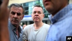 FILE - Andrew Craig Brunson, an evangelical pastor from Black Mountain, North Carolina, arrives at his house in Izmir, Turkey, July 25, 2018.