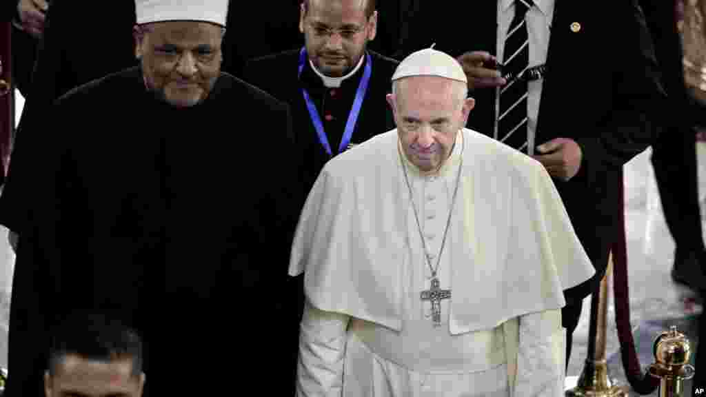 Le pape François lors de sa première visite officielle au Caire, en Egypte, 28 avril 2017.