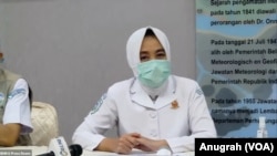Kepala Badan Meteorologi, Klimatologi, dan Geofisika (BMKG), Dwikorita Karnawita, saat memberikan keterangan pers terkait gempa bumi di Kabupaten Nias Barat, Sumatera Utara, Jumat 14 Mei 2021. (Courtesy: Anugrah Andriansyah)