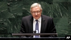 FILE - Sergei Ryabkov, deputy foreign minister of the Russian Federation, at United Nations headquarters, May 4, 2010.