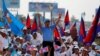 FILE - President of the Cambodian People's Party (CPP) and Cambodia's Prime Minister Hun Sen (C) marches with supporters ahead of elections, in Phnom Penh, Cambodia, July 27, 2018.