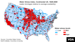 Areas of water stress in the United States