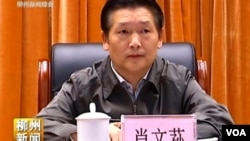 柳州市长肖文荪，他在2015年11月“落河”死亡（柳州电视新闻截屏）