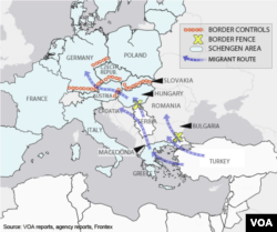 Migrant routes into EU