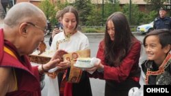 Le Dalai Lama en Suède lors de sa tournée européenne, qui le mènera également aux Pays-Bas, 11 septembre 2018.