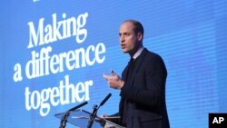 Britain's Prince William makes a speech during the first annual Royal Foundation Forum in London, Feb. 28, 2018. 