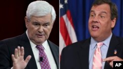 Donald Trump estaría considerando para vicepresidente al ex presidente de la Cámara de Representantes, Newt Gingrich (izquierda), y al gobernador de Nueva Jersey, Chris Christie.