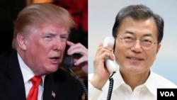 U.S. President Donald Trump and President Moon Jae-In spoke by phone earlier, before talks were held in Panmunjom.