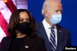 Presiden terpilih AS Joe Biden dan Wakil Presiden terpilih Kamala Harris di markas transisi di Wilmington, Delaware. (Foto: Reuters)