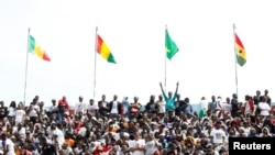 Supporters of Gambia President Adama Barrow are seen attending his swearing-in ceremony and the Gambia's Independence day at Independence Stadium, in Bakau, Gambia, Feb. 18, 2017.