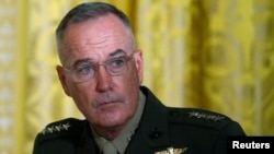 U.S. Joint Chiefs Chairman General Joseph Dunford attends a meeting of the National Space Council in the East Room of the White House in Washington, June 18, 2018.