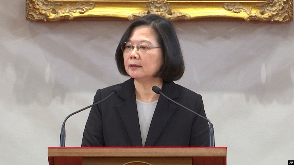 台湾总统蔡英文1月2号在总统府发表谈话。(photo:VOA)