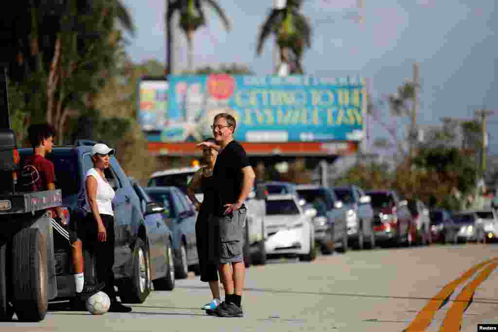 Local residents wait for the reopening of the Florida Keys road&nbsp;in Homestead after Hurricane Irma strikes Florida, Sept. 11, 2017.